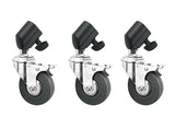 Caster Set Wheels w/Brakes For 25mm Leg Diameters