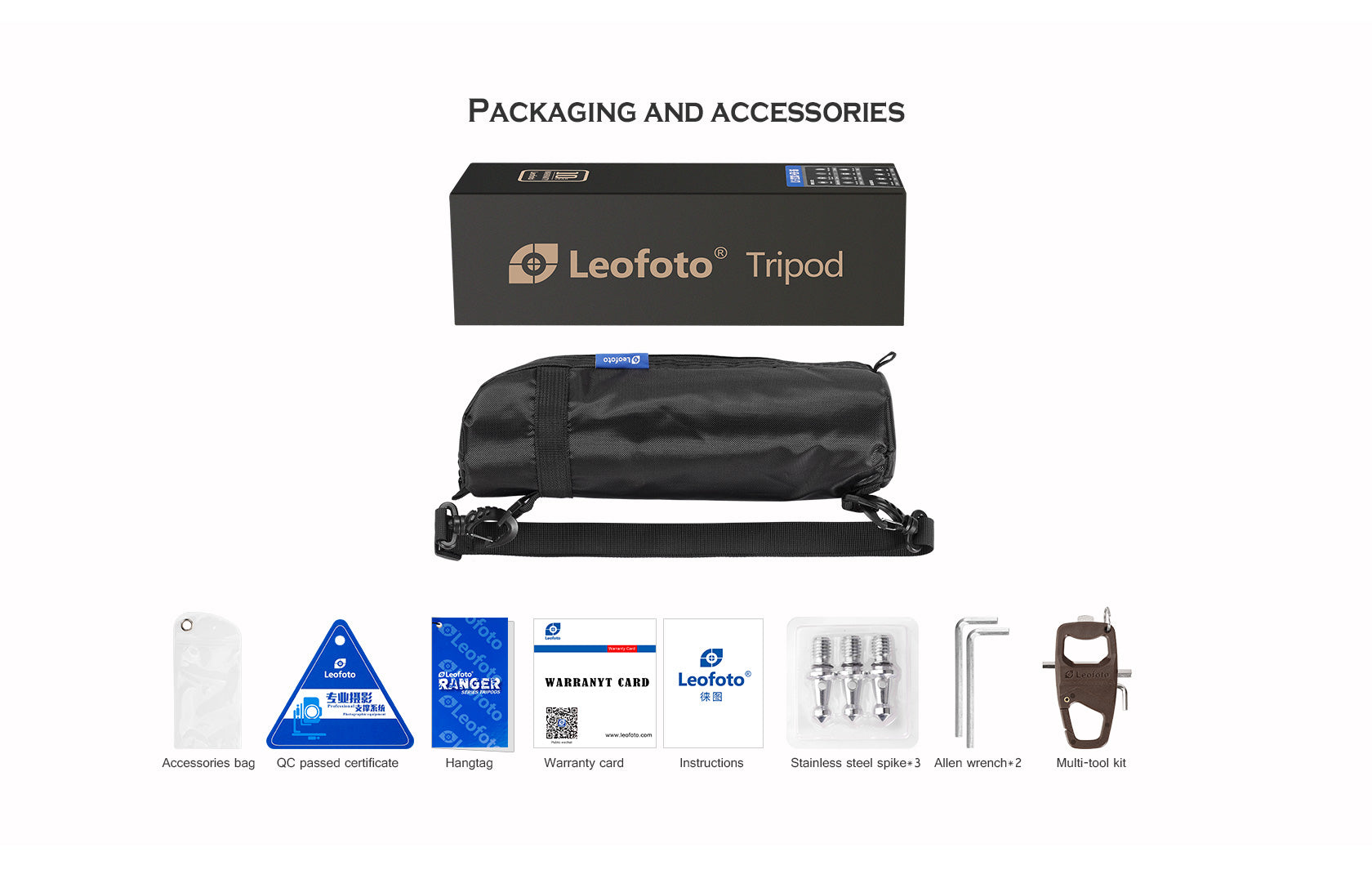 Leofoto LS-223CEX Ranger Series Portable Carbon Fiber Tripod 3 Section + Built-in Leveling Base 15° Tilt