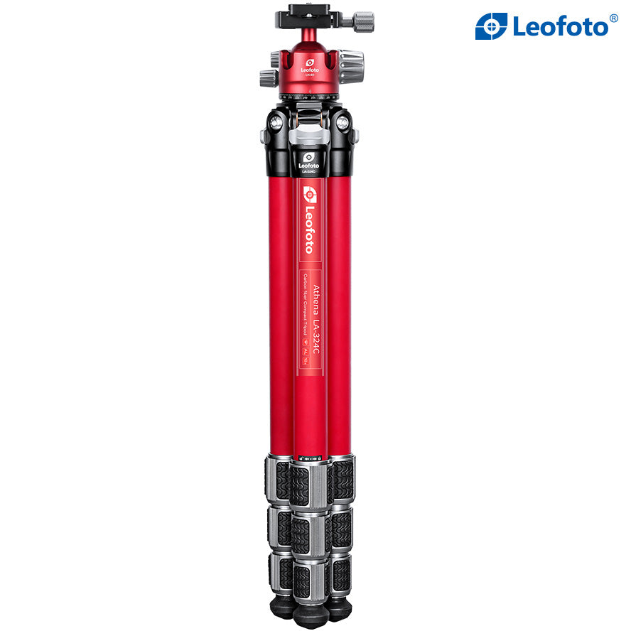 LEOFOTO LA-324C+LH-40 (Red) Athena Series Carbon Fiber Tripod + Ballhead