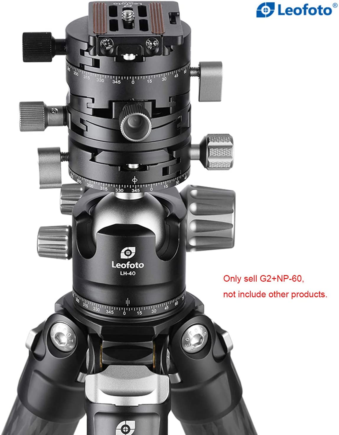 Leofoto G2 3 in 1 Panorama Geared Ballhead Dual-axis Adjustment, 3 Directions Controlled Separately With NP-60 Q-R Plate