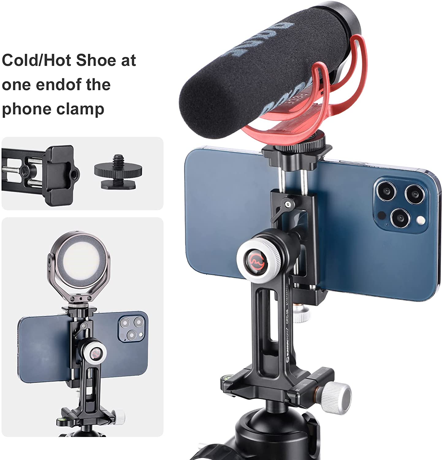 SunwayFoto CPC-06 Professional Mobile Phone Clamp with Tripod Mount and Arca Dovetail