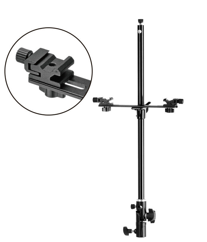 Flash Bracket with Two Hot Shoe Adjustable for Light Stand