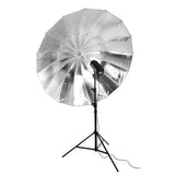 180cm 70-inch Black & Silver16-Rib Parabolic Silver Umbrella