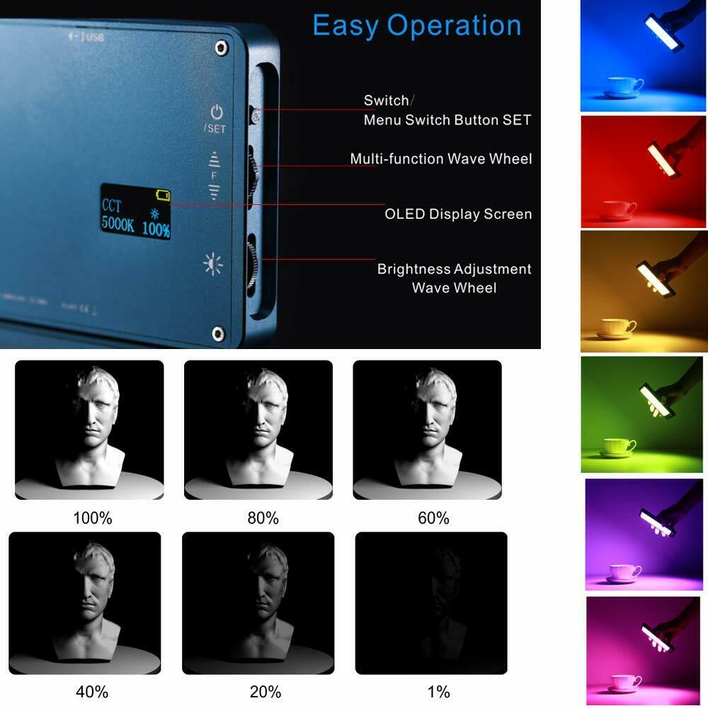 Falcon Eyes F7 Mini On Camera Pocket RGB LED Light Kit Bi Color With Diffuser & Grid
